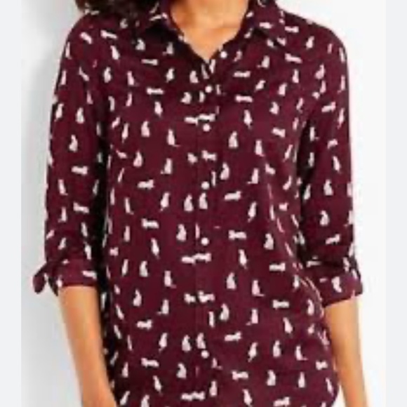 Talbots burgundy cat button down.‎ Worn once. Retail 99.50 - Picture 1 of 6
